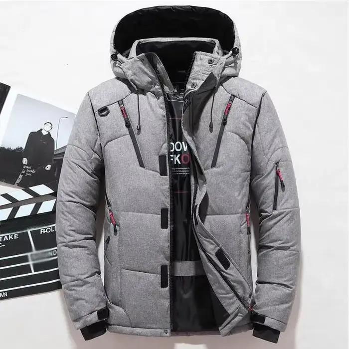 Doudoune homme hiver à capuche détachable, polyester, duvet de canard blanc, design décontracté pour homme, automne et hiver, voyages
