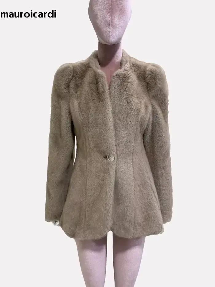 Mauroicardi-Manteau en Fausse Fourrure de Vison pour Femme