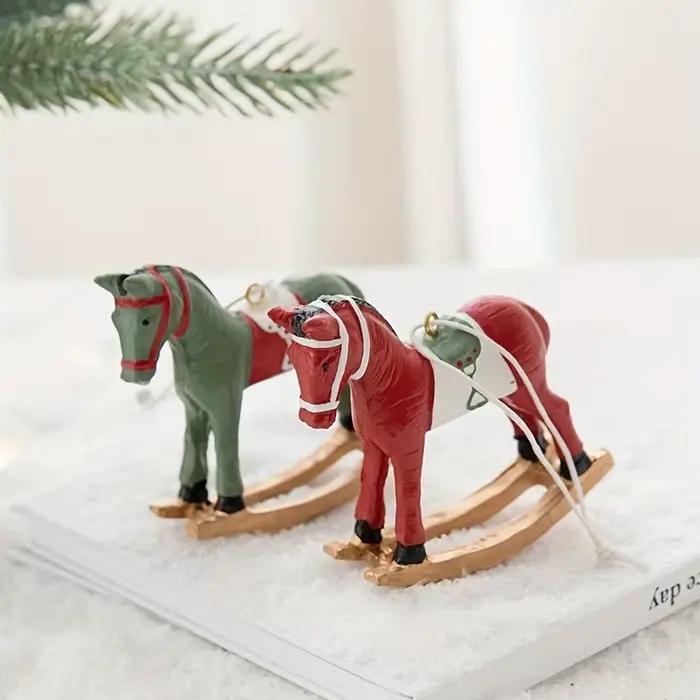 Ornement de cheval à bascule de noël, 1 pièce, pour arbre de noël, rehausseur d'atmosphère Festive, décorations de noël de pays