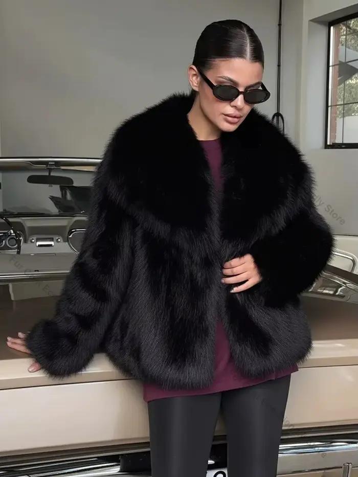 Manteau en fourrure écologique pour femme