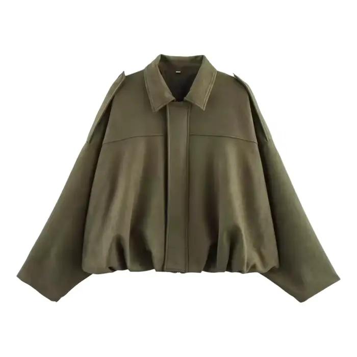 Blouson aviateur femme 2026 printemps automne cuir similicuir design décontracté et élégant coupe ample manches chauve-souris streetwear occassions spéciales et quotidiennes