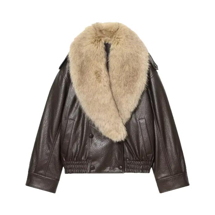 Veste en cuir PU pour femme