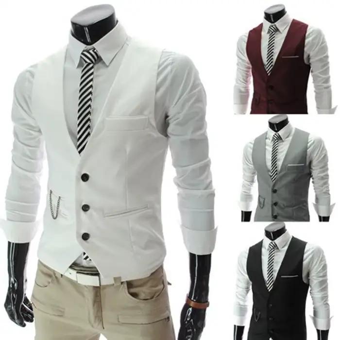 Nouveauté robe gilets pour hommes Gilet coupe ajustée hommes costume Gilet Homme Gilet Homme décontracté sans manches formelle veste d'affaires