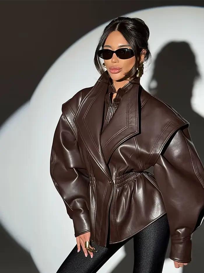 Veste en cuir pour femme