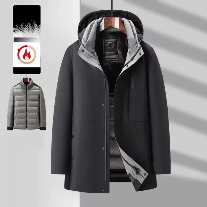 Veste chaude à capuche en duvet d'oie blanche pour homme