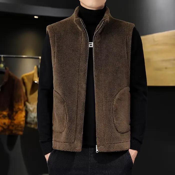 Gilets d'hiver en laine d'agneau pour hommes