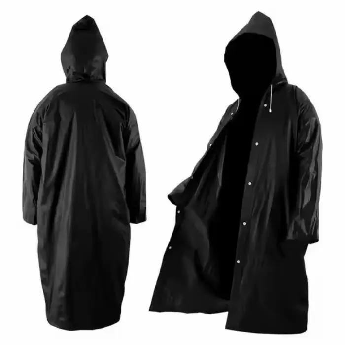 Manteau imperméable Long imperméable noir pour adultes, imperméable à capuche pour hommes et femmes, pour moto en plein air, cyclisme, randonnée, pêche