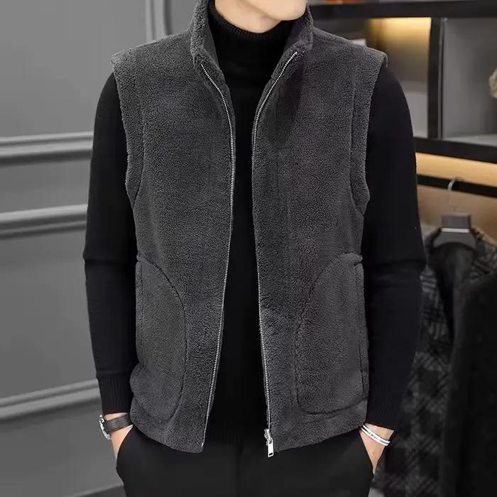 Gilets d'hiver en laine d'agneau pour hommes