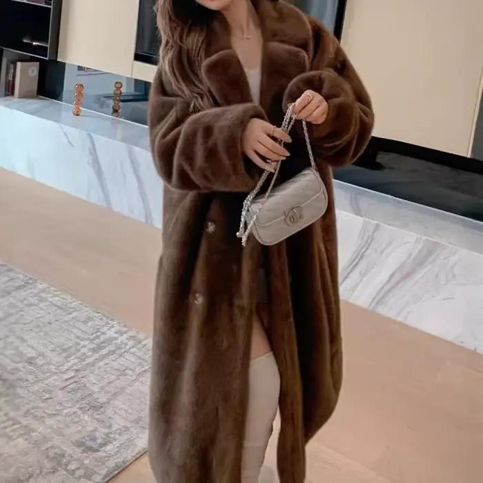 Manteau femme élégant en fausse fourrure style décontracté pour hiver occasions spéciales tricoté confortable chaud et doux bywindto