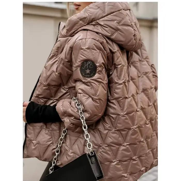 Parka à capuche femme épaisse et solide avec fermeture éclair et poches décontractées pour automne hiver 2025 vestes streetwear chaudes