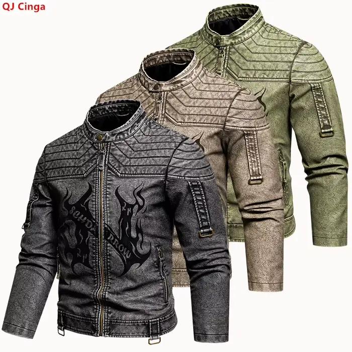 Veste en PU à manches longues pour homme
