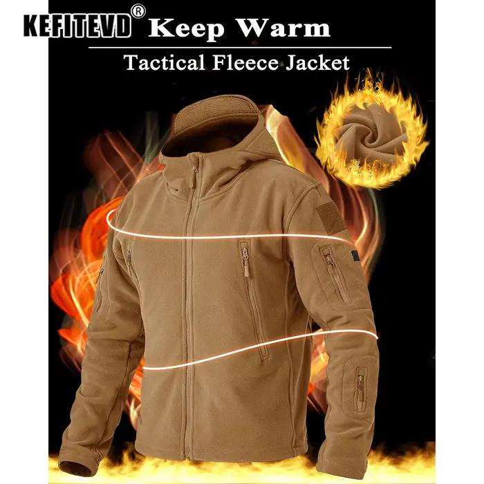 KEFITEVD veste tactique militaire pour hommes sweat à capuche polaire chaud Sport manteaux d'hiver en plein air