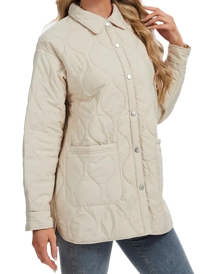 Veste matelassée légère pour femmes TACVASEN en polyester avec détails en forme d'oignon et ourlet en arc pour l'hiver, élégante et pratique à offrir pour toutes occasions hivernales