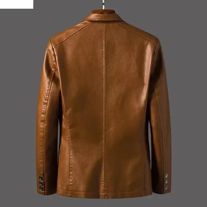 Nouvelle veste en cuir pour hommes d'affaires décontracté revers en cuir PU Blazers mode solide mince Style coréen manteau en cuir grande taille 6XL