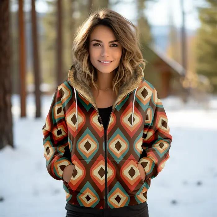Veste zippée doublée polaire douce et confortable pour femme