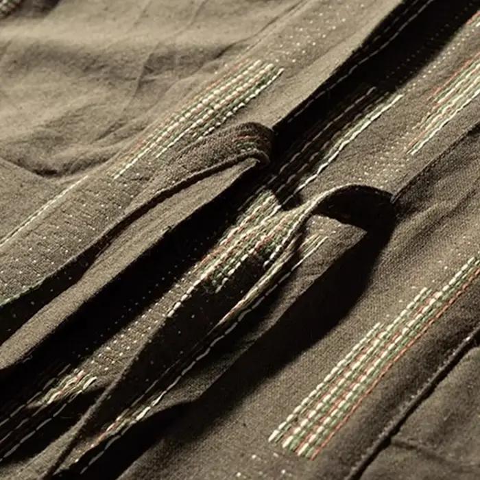 Veste Kimono fine en coton et lin pour hommes, motif rayé, Vintage, épaules tombantes, manches trois quarts, Haori japonais