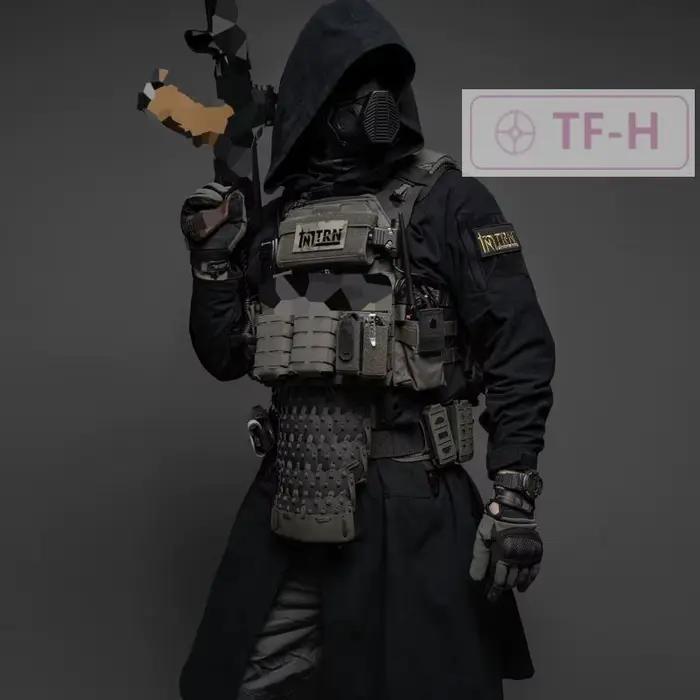 Hommes à capuche longue robe manteau veste Cosplay chasse en plein air tactique