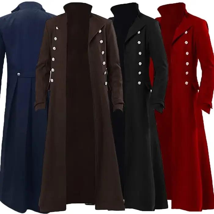 Trench-Coat Vintage Steampunk pour hommes, Costume de la Renaissance médiévale, manteau Long gothique, Costume de Cosplay de fête de carnaval victorien