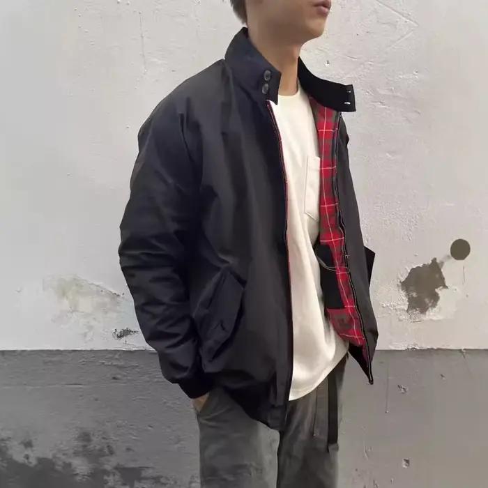 Veste décontractée tendance de style américain, vêtement de travail rétro kaki, col montant, coupe-vent pour moto, vêtements d'extérieur pour homme printemps-automne