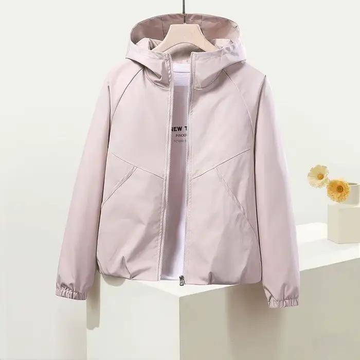 Trench-coat Femme 2026 Nouvelle Collection Printemps Automne Veste Coupe-Vent à Capuche Manteau Étudiant 3XL