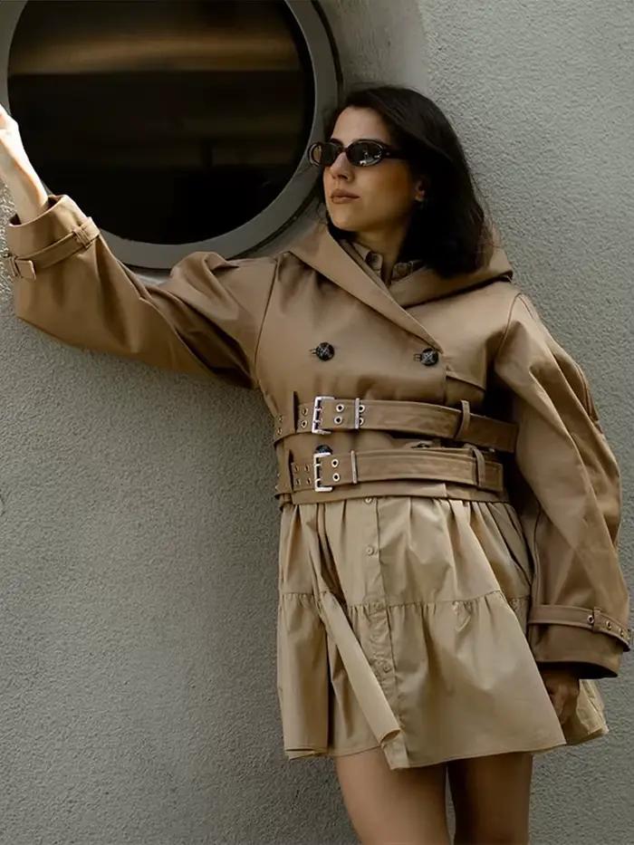Veste courte à capuche Chin.Sweety polyvalente et chic pour femmes occassions décontractées et semi-formelles