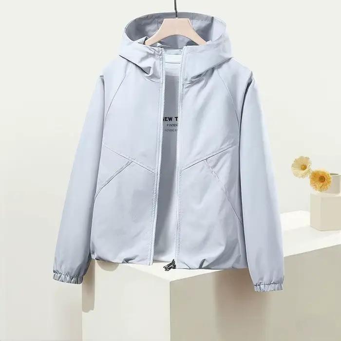 Trench-coat Femme 2026 Nouvelle Collection Printemps Automne Veste Coupe-Vent à Capuche Manteau Étudiant 3XL