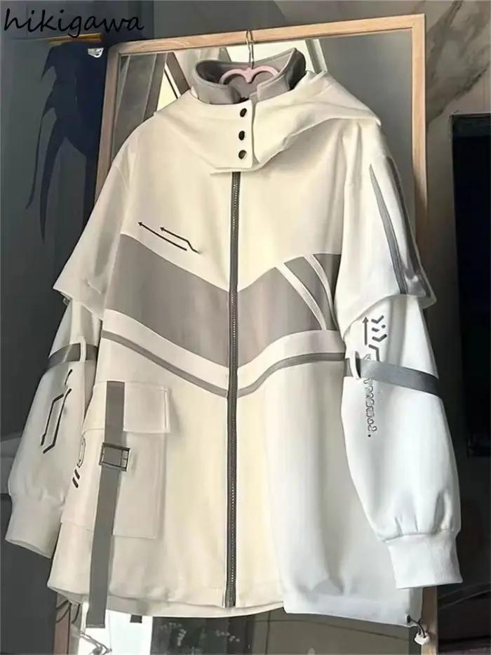 Streetwear BF vestes pour femmes 2025 Ropa Mujer Vintage décontracté mode surdimensionné vêtements d'extérieur Y2k hauts à capuche contraste couleur manteaux