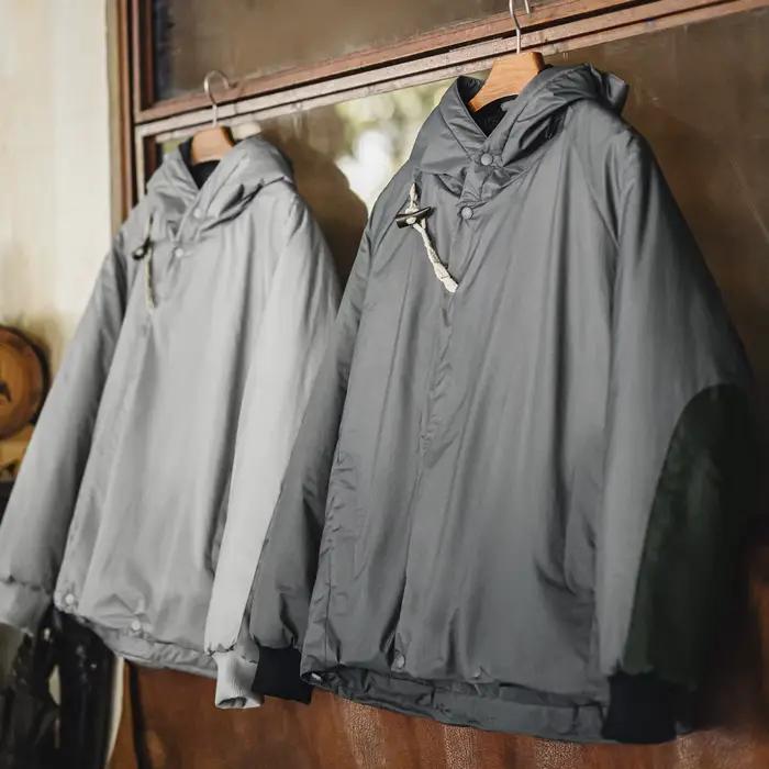 Maden Vintage N-3B Parka grise pour hommes boutons à bascule manteau court à capuche veste rembourrée thermique lourde pour l'automne hiver