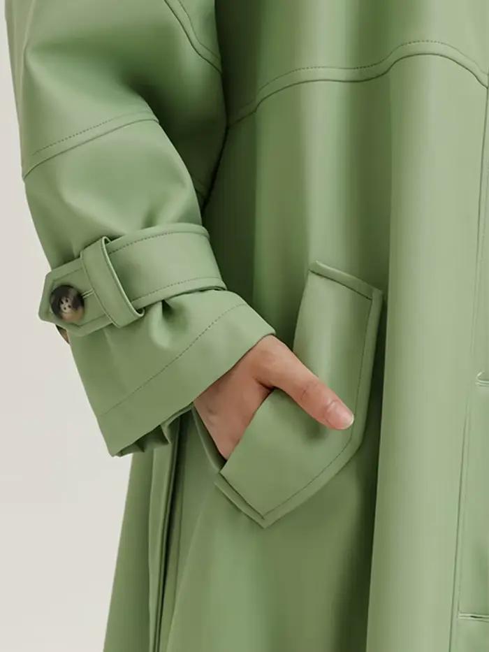 Lautaro-Trench long en cuir PU pour femme