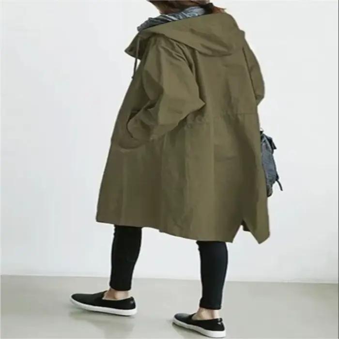 Manteau long à capuche pour femme style décontracté haute qualité polyester tranchée automne hiver 2024 polyvalent pour femmes occassions variées