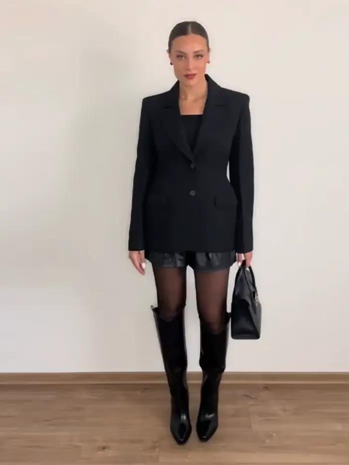 Manteau Mi-Long Femme Chin.Sweety en Coton et Soie avec Col Entaillé et Dentelle Pour Occasions Professionnelles et Spéciales