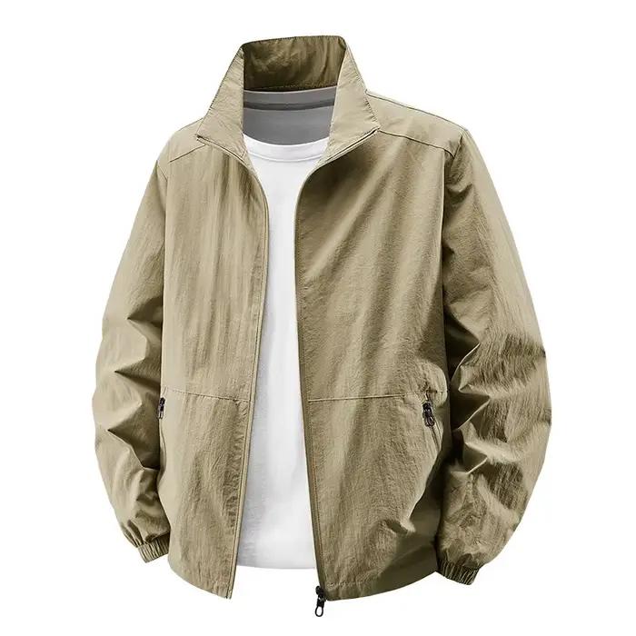 Nouveau 2025 hommes printemps automne col montant veste mince décontracté imperméable vêtements d'extérieur élégant mâle mode manteau costume vestes
