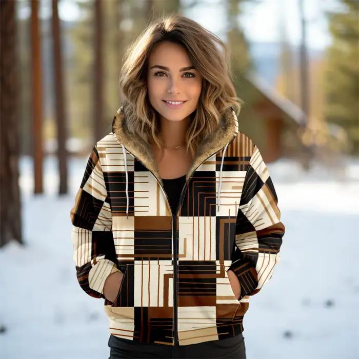 Veste zippée doublée polaire douce et confortable pour femme