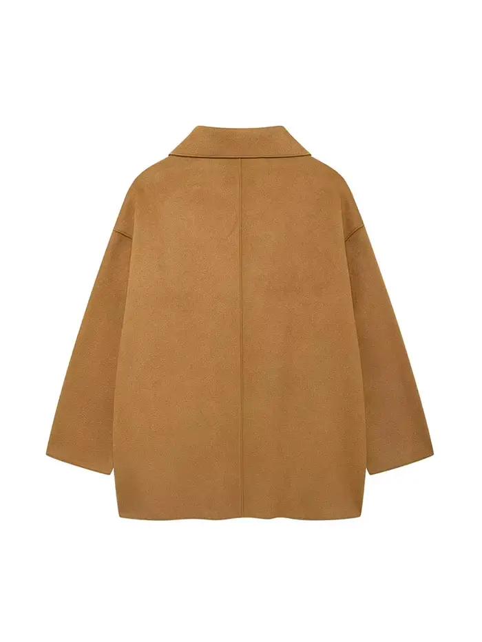 Manteau d'automne mi-long décontracté élégant pour femme avec motif Vichy et poches latérales occasions spéciales Shibashan