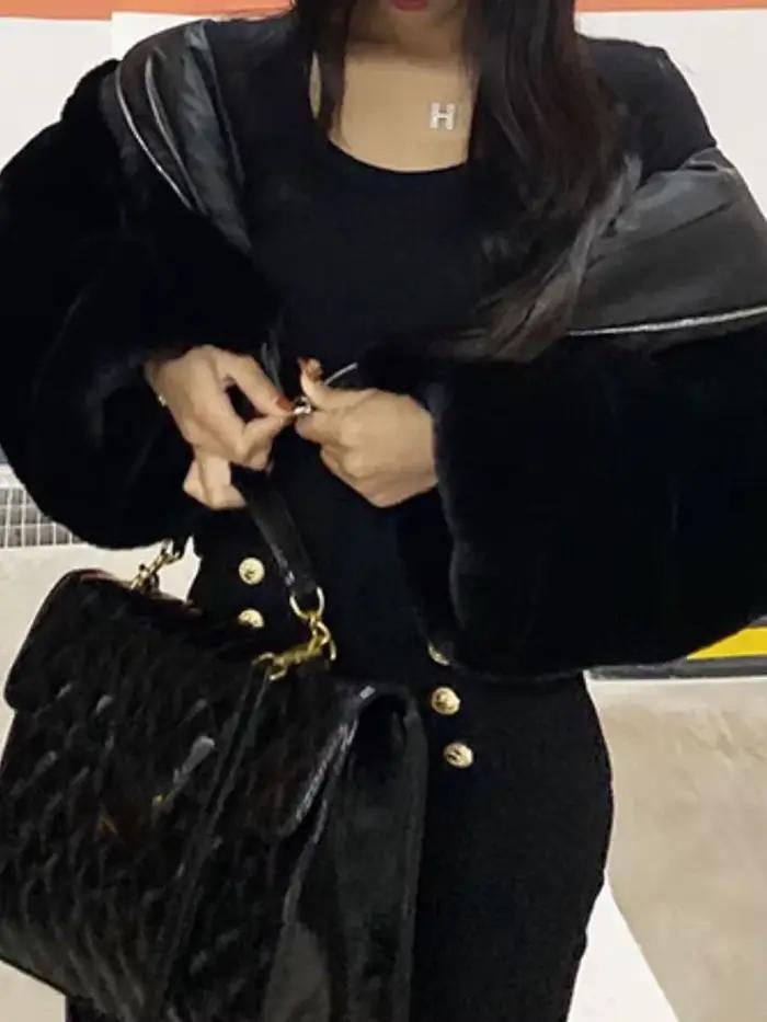 Veste à capuche en fausse fourrure pour femme