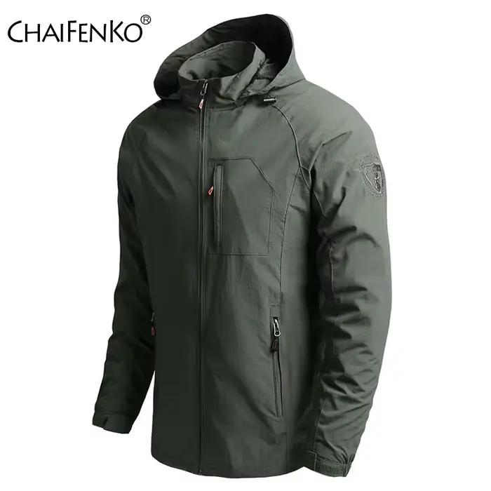 Hommes vestes de randonnée en plein air imperméable à capuche coupe-vent manteau