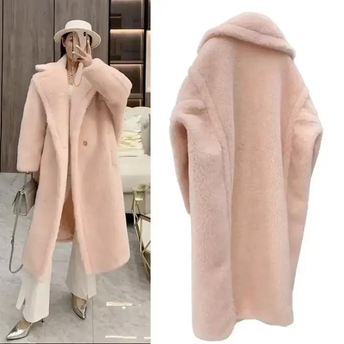 Max Teddy Coat 62% alpaga 26% laine 12% soie manteau hiver épaissir