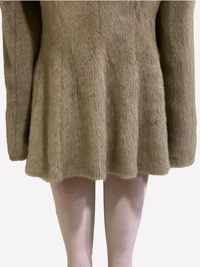 Mauroicardi-Manteau en Fausse Fourrure de Vison pour Femme