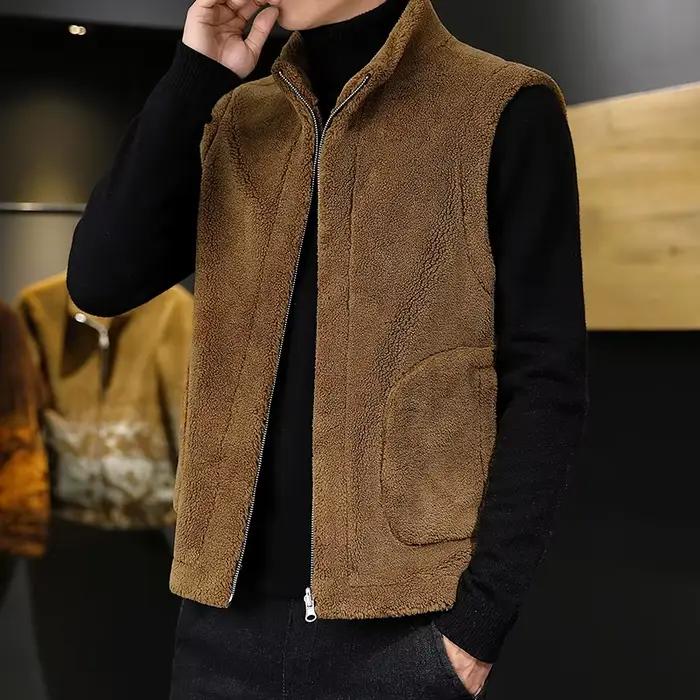 Gilets d'hiver en laine d'agneau pour hommes