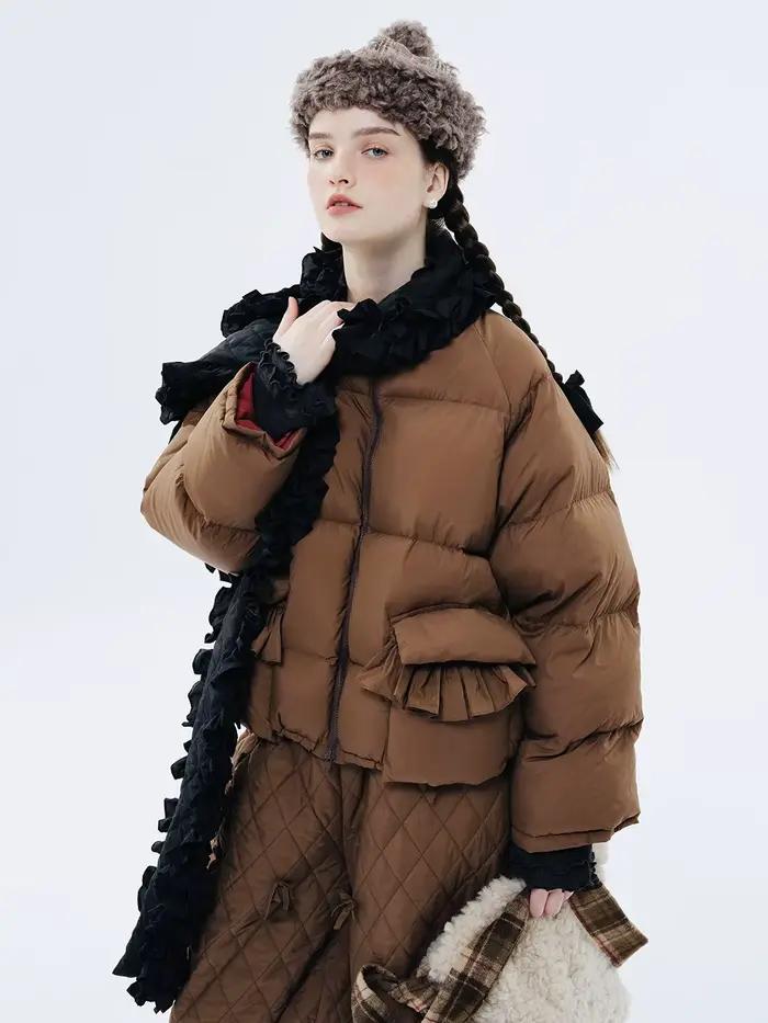 IMAKOKONI design original hiver chaud épais à manches longues à capuche fermeture éclair doudoune pour les femmes 234374