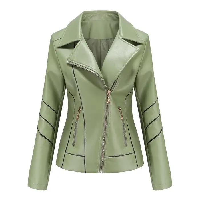 Veste en simili cuir PU rouge pour femmes
