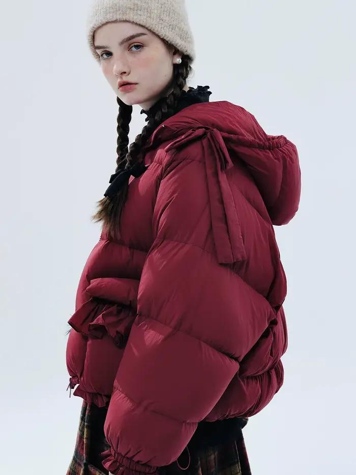 IMAKOKONI design original hiver chaud épais à manches longues à capuche fermeture éclair doudoune pour les femmes 234374