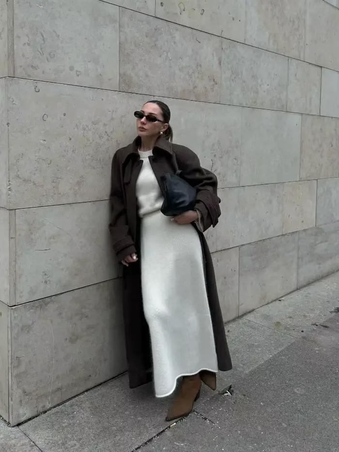 Manteau Long en laine pour femme, élégant, col montant, mode, solide, simple boutonnage, poches, ceinture, pardessus, Chic, vêtements de rue, hiver