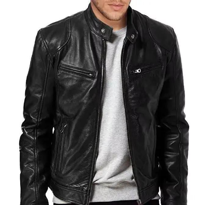 Veste de moto en cuir pour hommes, manteau de Style Punk, col montant, mode jeunesse, vêtements d'extérieur décontractés, fabriqués en chine, offre spéciale