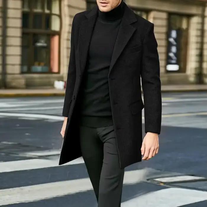 Manteau en laine à manches longues pour hommes