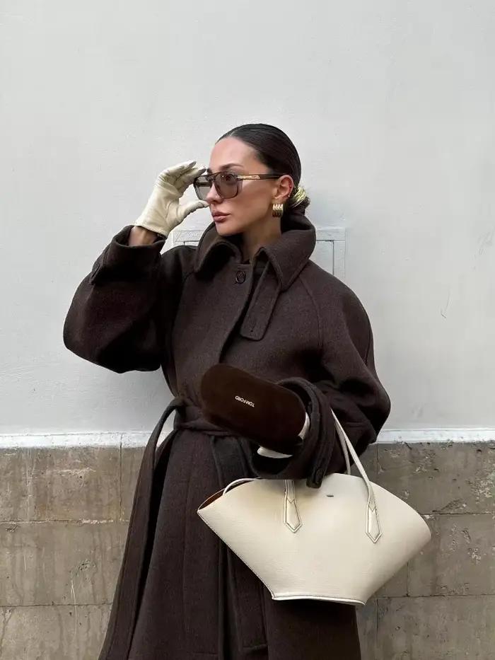 Manteau Long en laine pour femme, élégant, col montant, mode, solide, simple boutonnage, poches, ceinture, pardessus, Chic, vêtements de rue, hiver