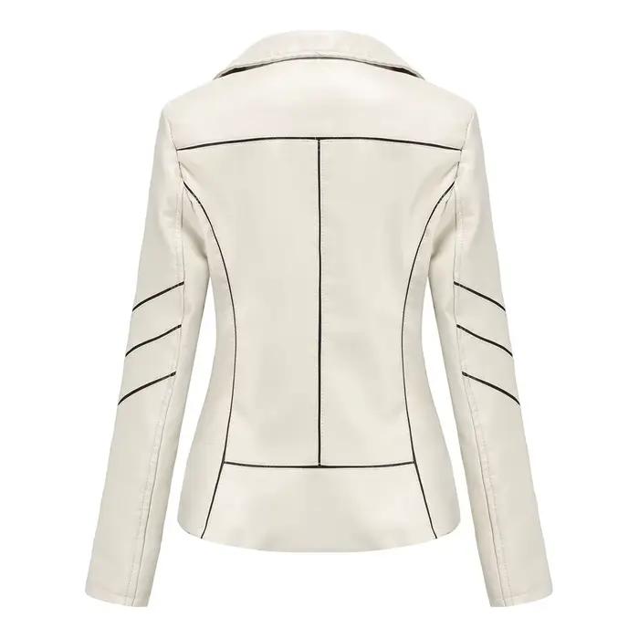 Veste en simili cuir PU rouge pour femmes