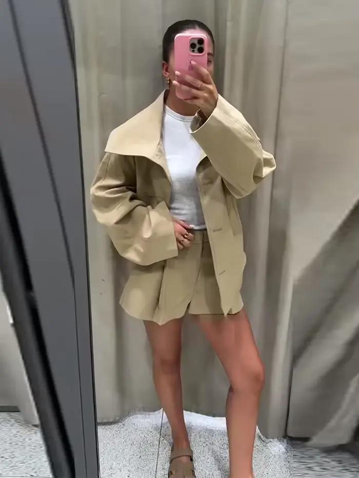 Trench-coat élégant à lacets pour femme
