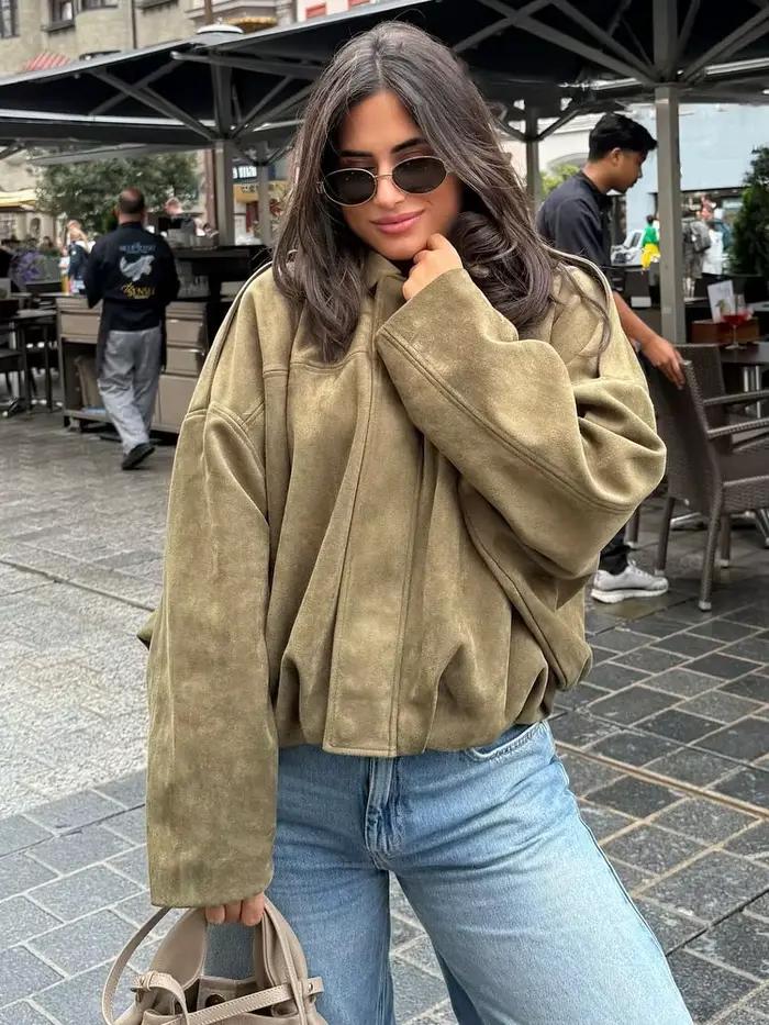 HH – veste Texture en daim pour femmes
