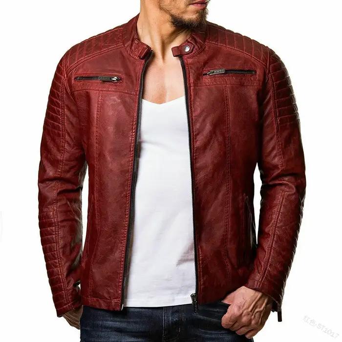 Mode hommes manteau en cuir minceur printemps automne nouveau manteau de loisirs moto vêtement pour homme multicolore Slim Fit Blazer PU vêtements